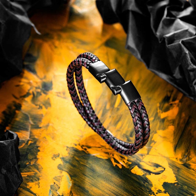 murtoo Mens Bracelet Leather Braided, Brown and Black Leather Bracelet for Men - Image 5